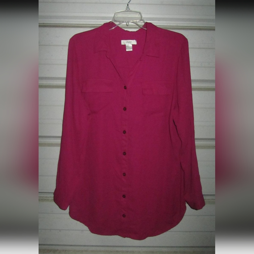 Plus Size 1X CJ Banks Blouse top shirt dressy work pink